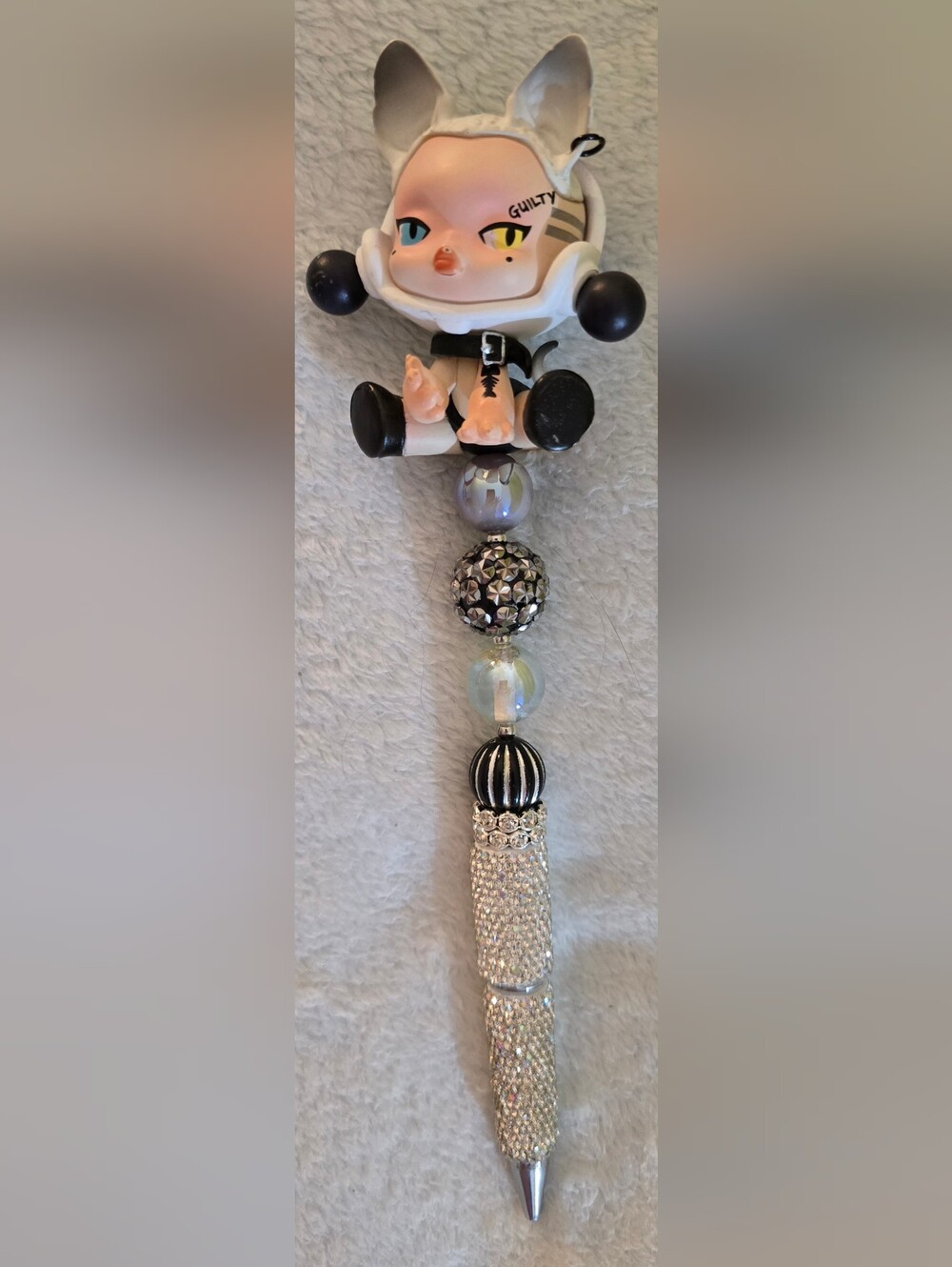 Black & Silver Beaded Pen - Skullpanda